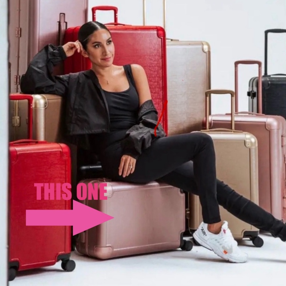 Calpak X Jen Atkin Rose Gold Metallic Swivel Wheels 25-inch Suitcase Ltd Edition